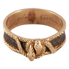 Antique Gold and Plaited Hair Double Snake Ring