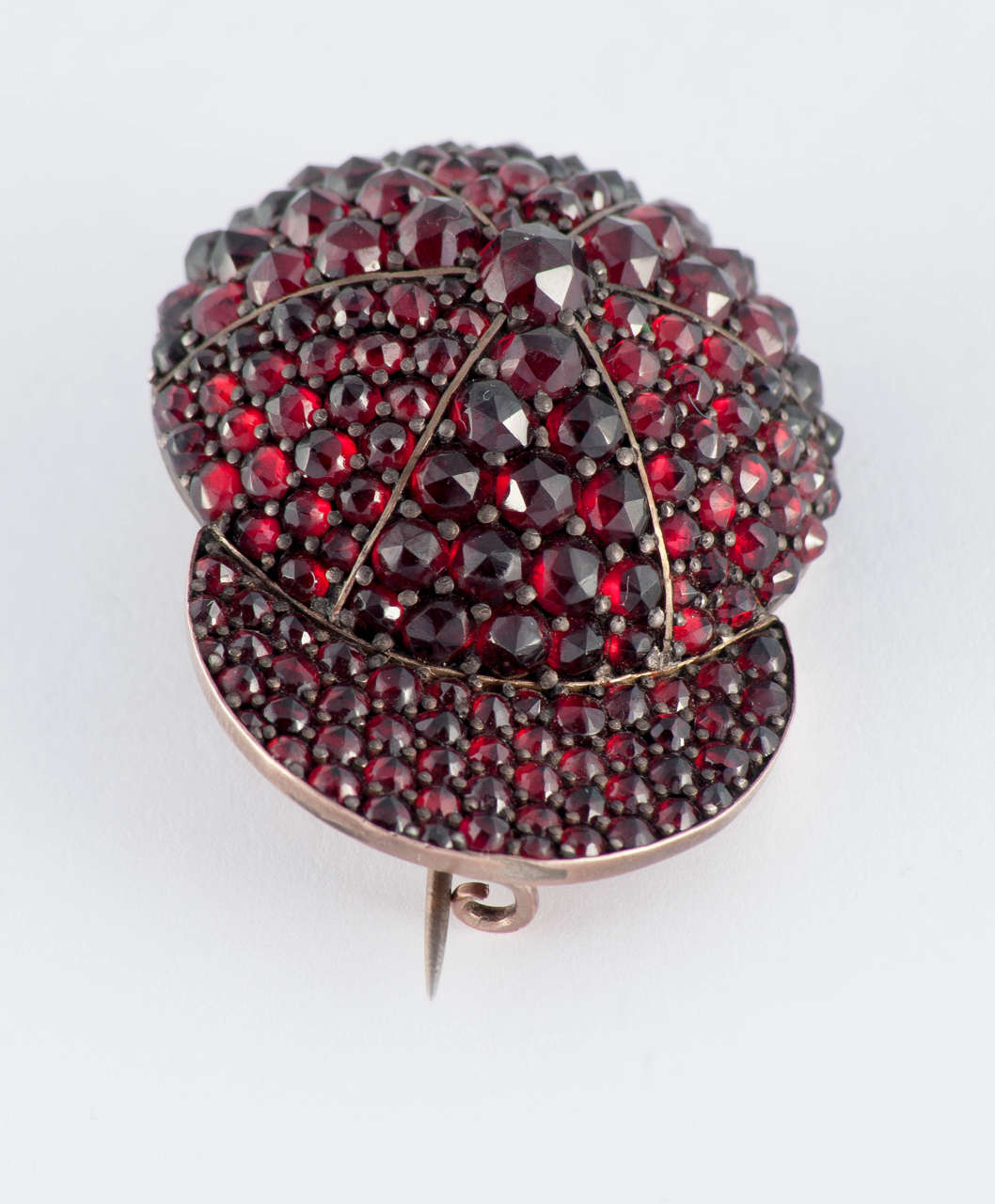 Victorian Garnet Gold Jockey's Cap Pin 1