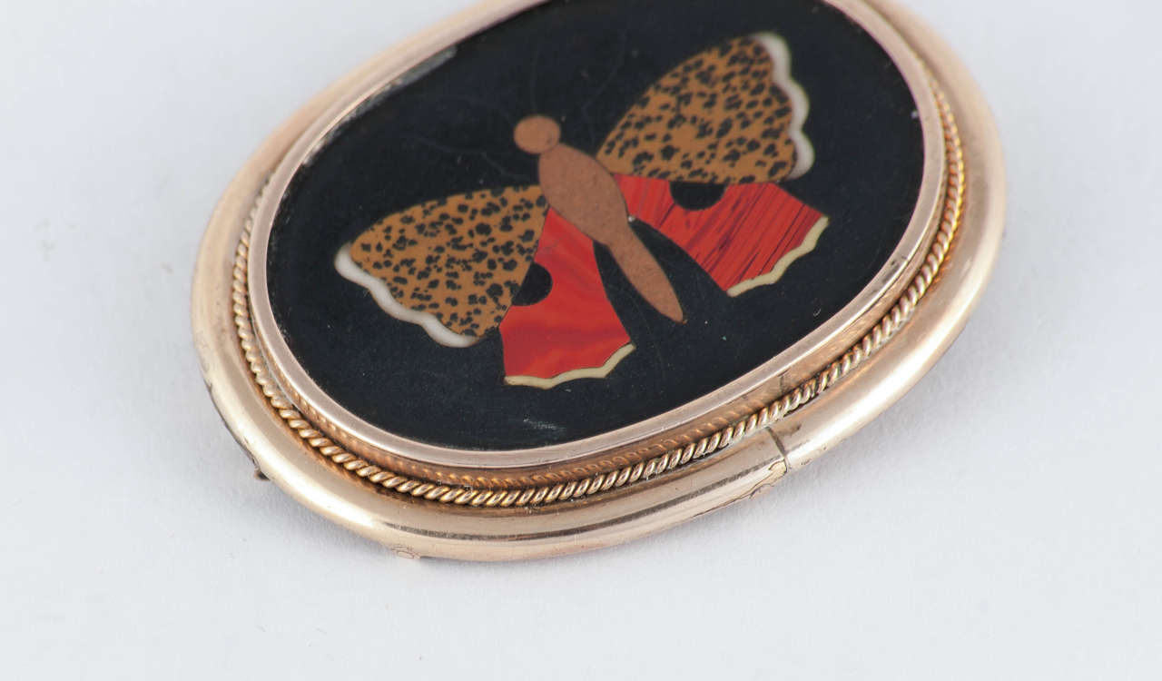 Women's Antique Pietra Dura Butterfly Brooch