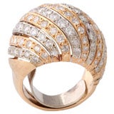 70's Bombe Diamond Dome Ring in 2 - Tone Gold