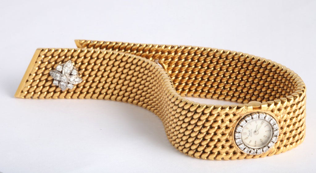 Gold and Diamond Watch Bracelet