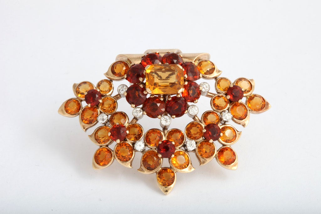 Cartier Citrine, Diamond, and Gold Brooch