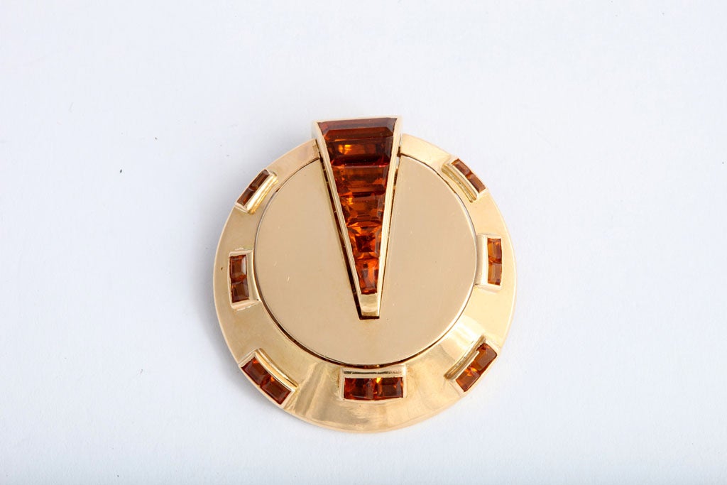 Gold and Citrine Lapel Pin