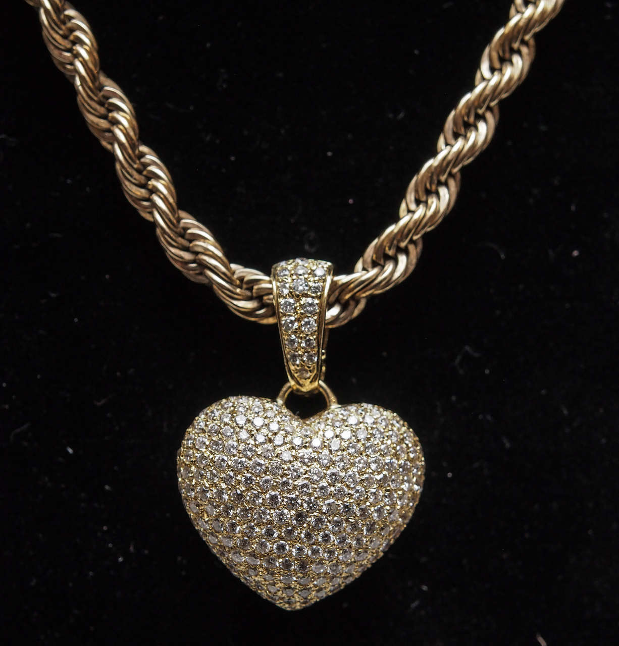 Estate Diamond Gold Heart In Excellent Condition In New Orleans, LA