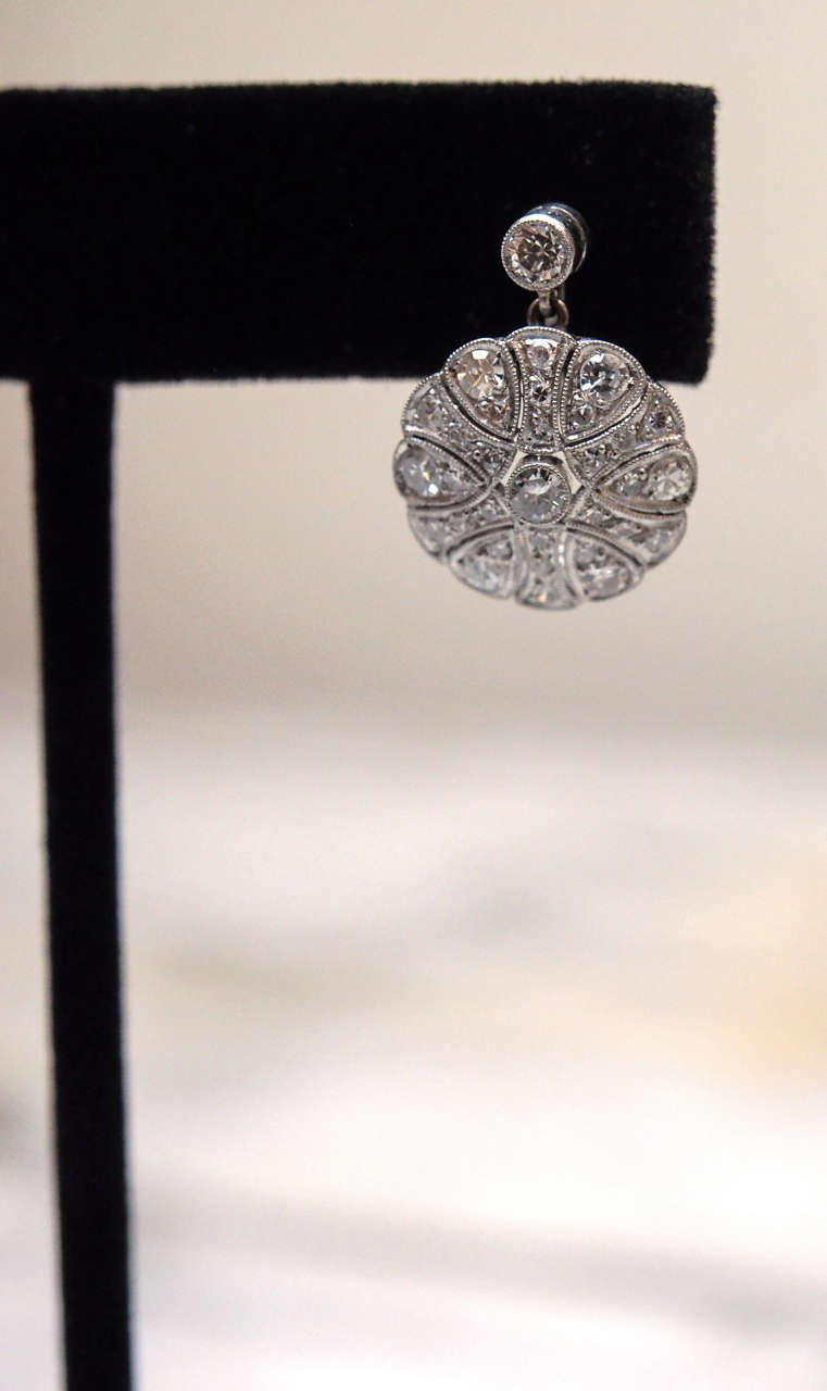 Art Deco Diamond Earrings In Excellent Condition In New Orleans, LA