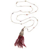 Vermiel and  Ruby Tassel  Necklace