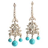 Sterling, Paste and Turquoise Earrings