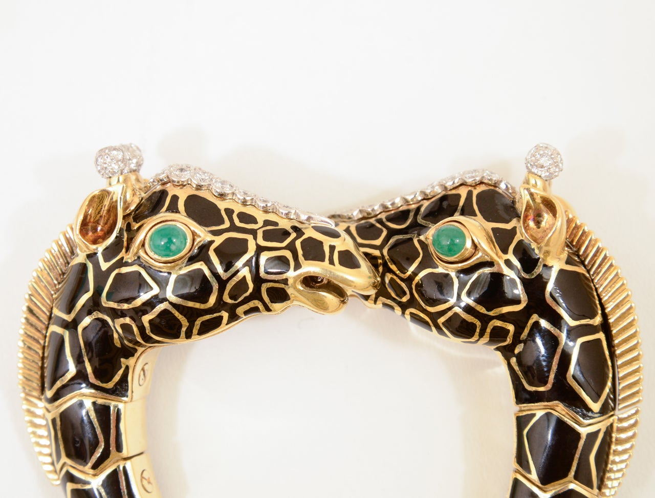 Contemporary Diamond, Emerald, Enamel, Platinum, Gold Bracelet, David Webb For Sale