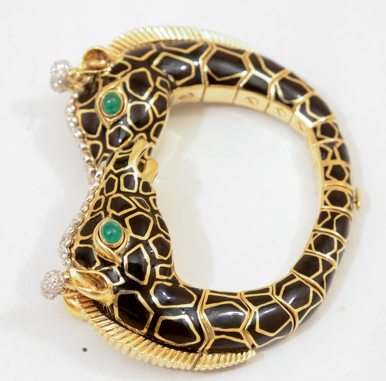 Diamond, Emerald, Enamel, Platinum, Gold Bracelet, David Webb In Excellent Condition For Sale In NY, NY