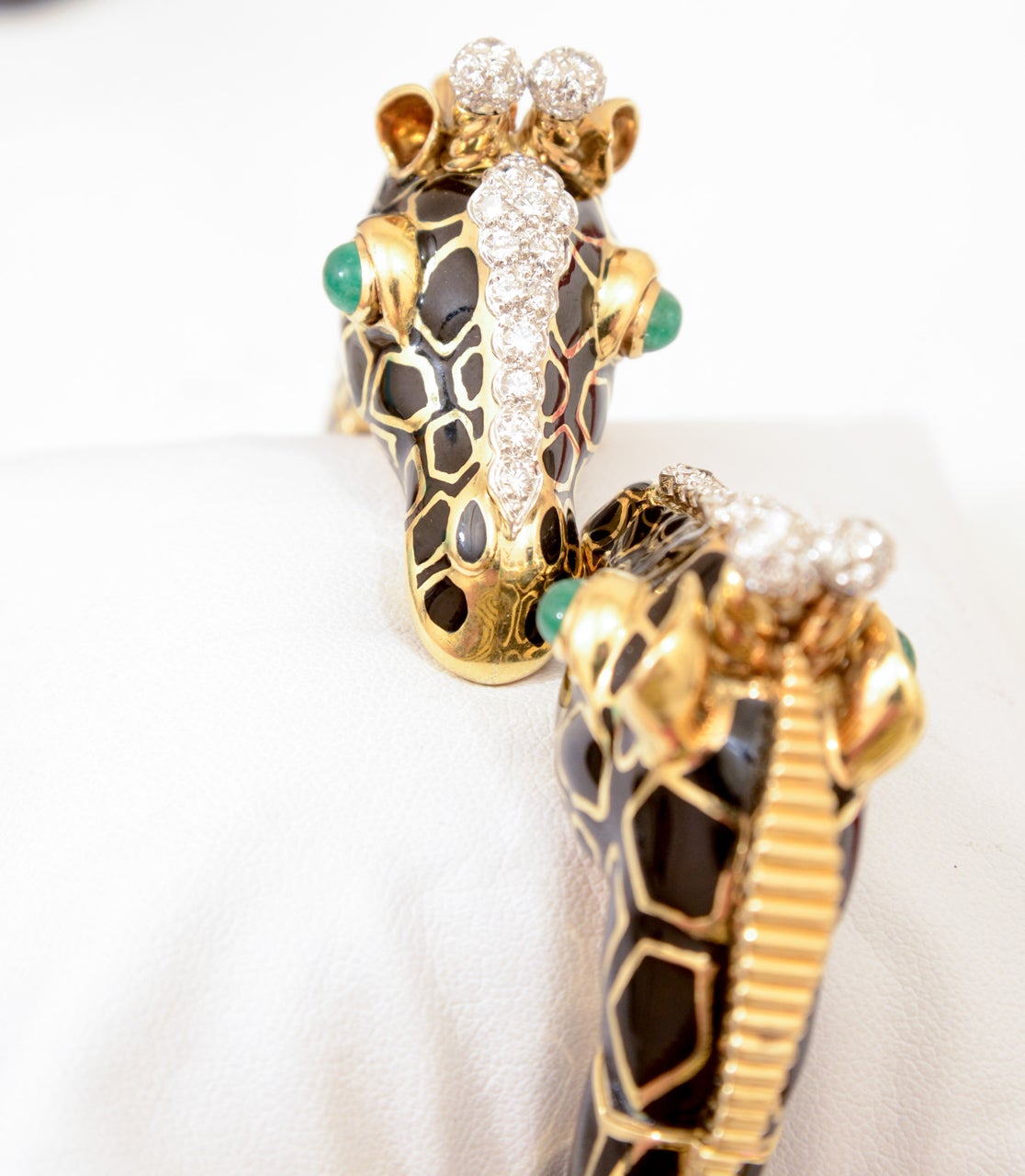 Diamond, Emerald, Enamel, Platinum, Gold Bracelet, David Webb For Sale 3