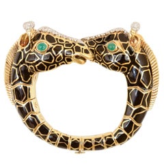 Diamond, Emerald, Enamel, Platinum, Gold Bracelet, David Webb