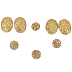 Victorian Gold Cufflinks and Studs in Original Fitted Case