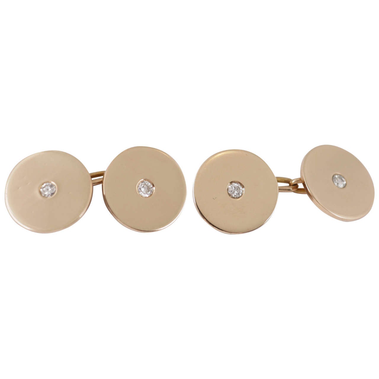 French Mellerio of Paris Diamond Gold Oval Cufflinks