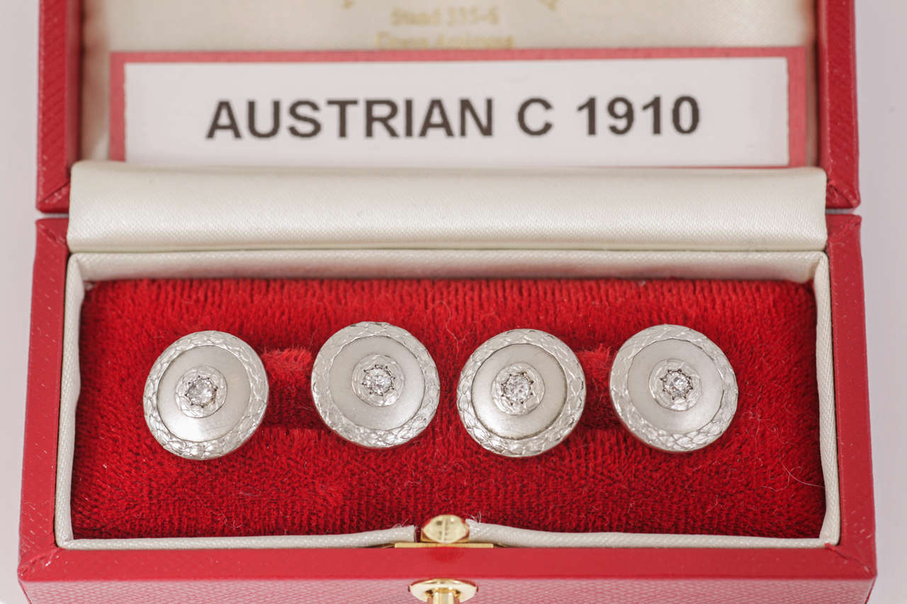 Women's Edwardian Pair of Austrian Yellow Gold Platinum Cufflinks