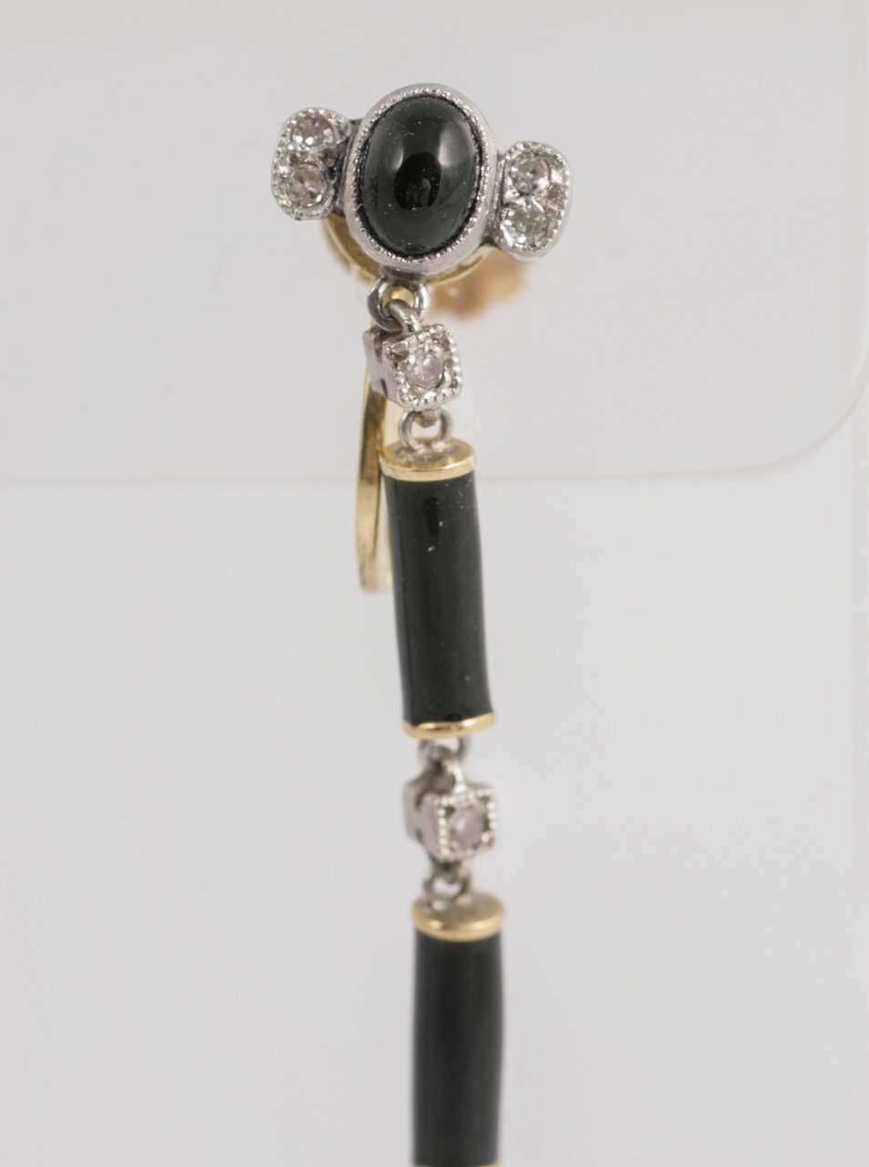 Art Deco onyx with diamond earrings