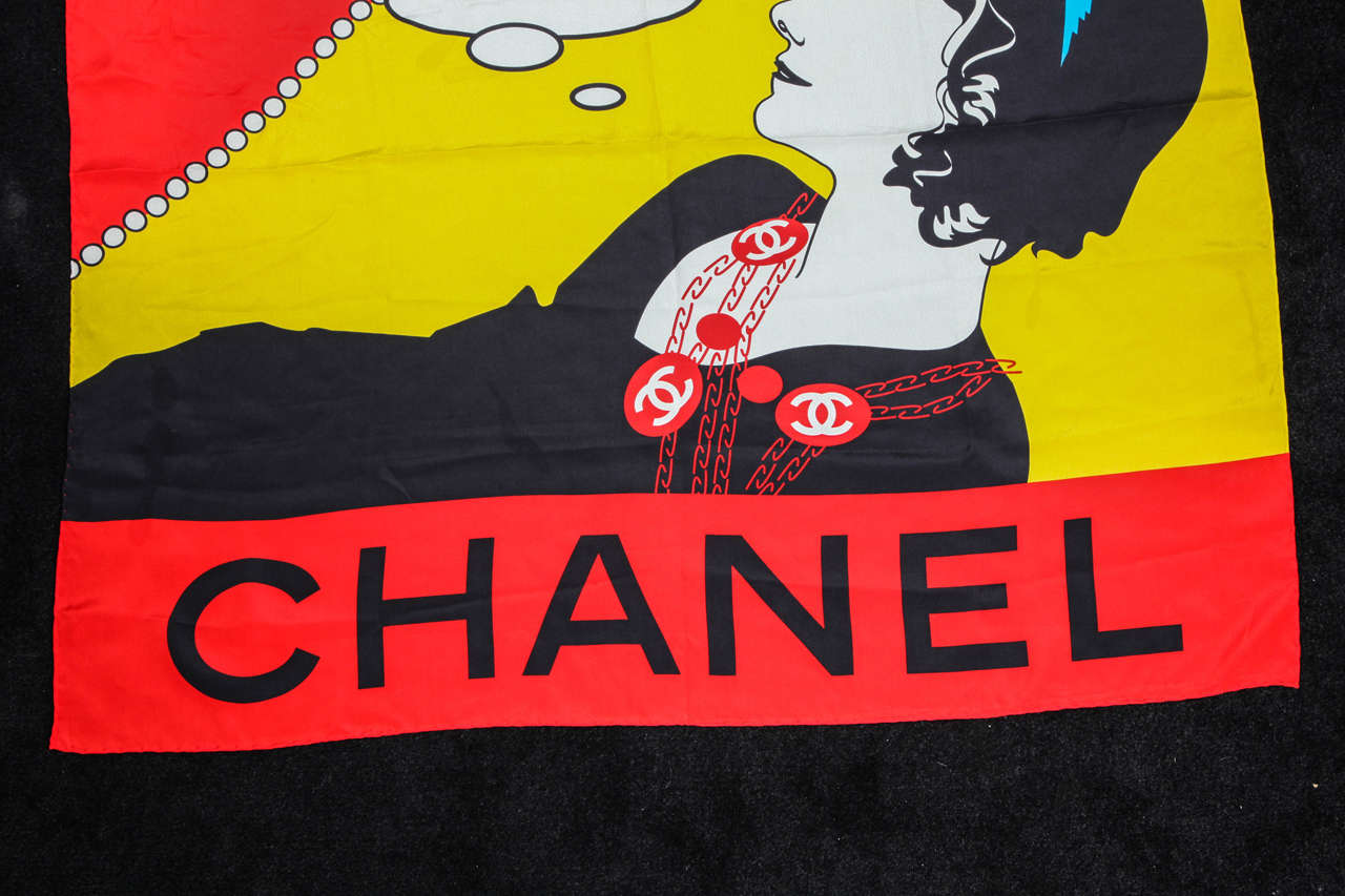 Chanel Rare Drop of No.5 Coco Print Silk Scarf 2