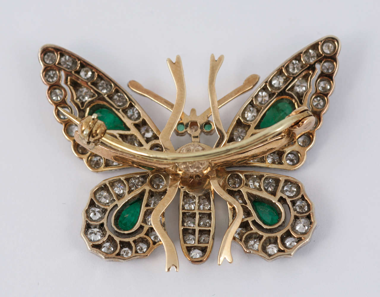 Women's Diamond and Emerald Butterfly Brooch