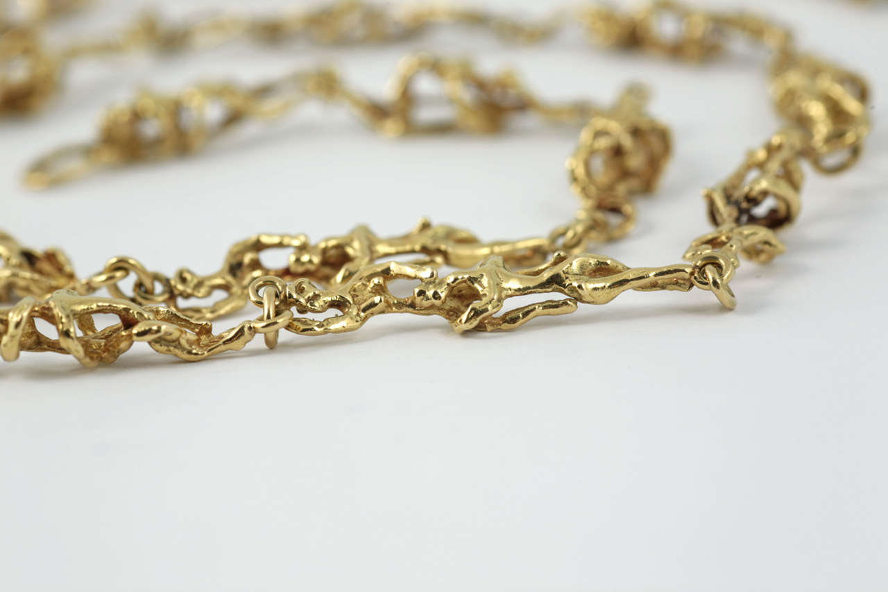 Retro 1970s Erotic French Gold Necklace For Sale