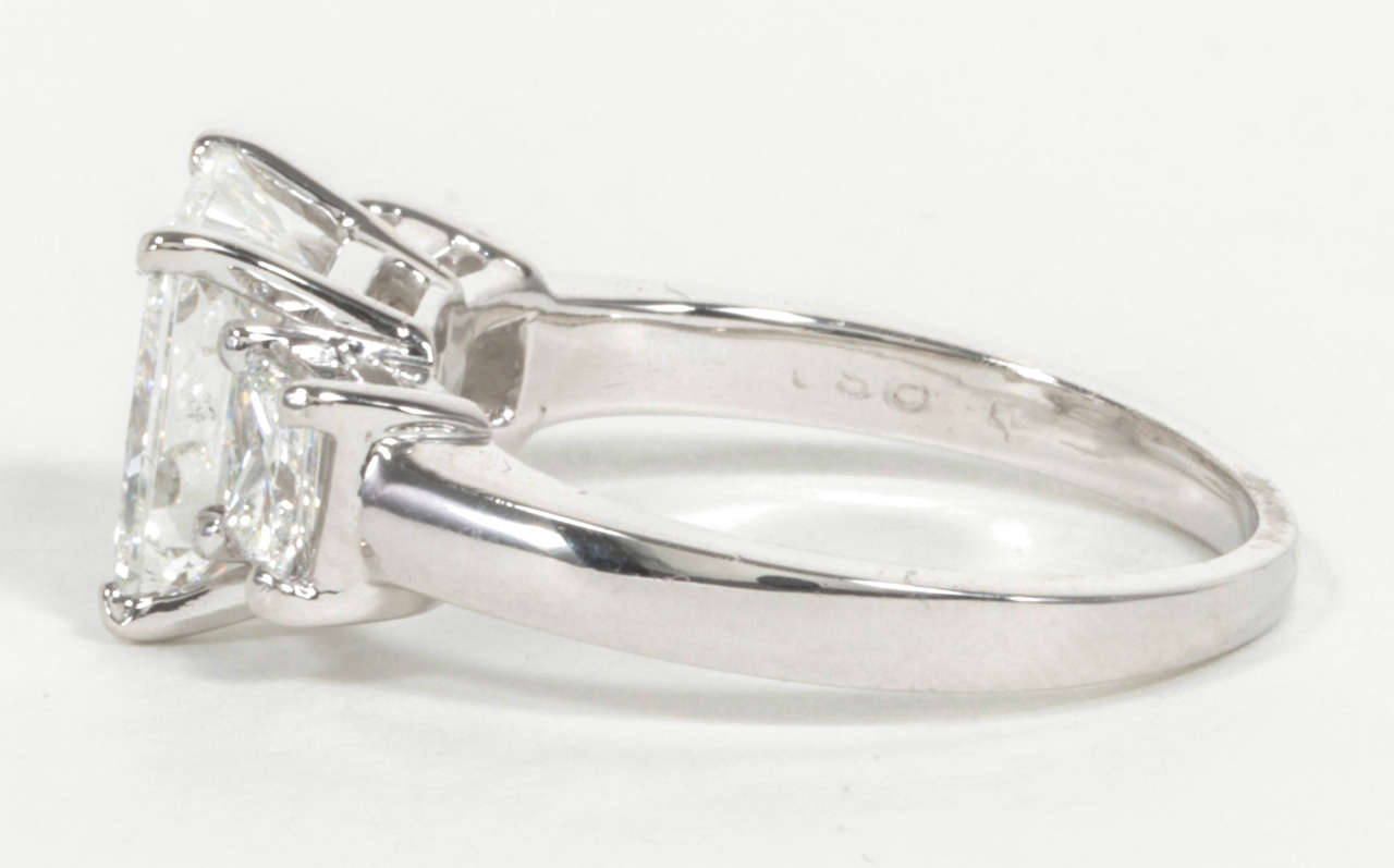Princess Cut Three Stone GIA Diamond Engagement Ring In Excellent Condition In New York, NY