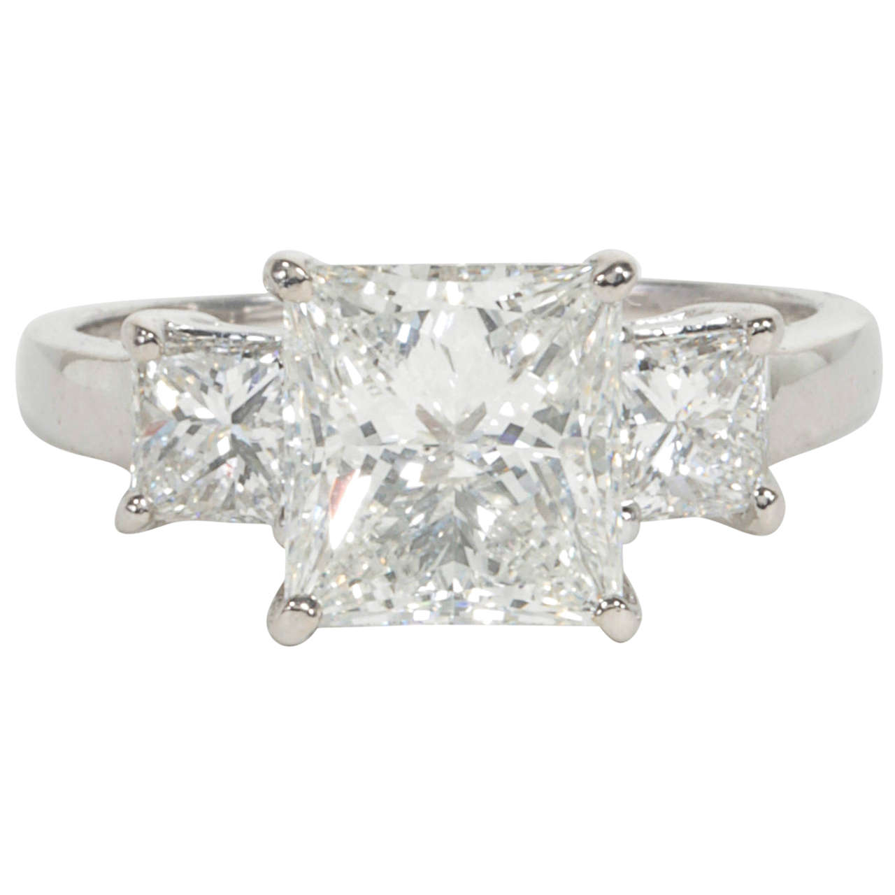 Princess Cut Three Stone GIA Diamond Engagement Ring