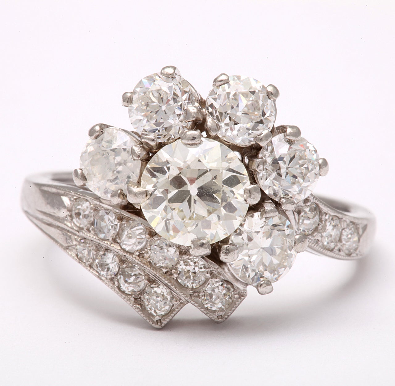 Women's Platinum Diamond Art Deco Ring