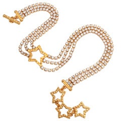 Vintage YSL star 3 strand swag necklace with collet stones