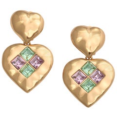 Pair of Vintage heart form YSL Rive Gauche earrings