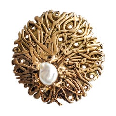 Merry Renk 14K and Baroque Pearl Brooch