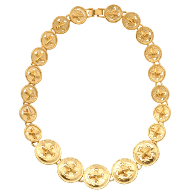 "Gold" Button Necklace For Sale
