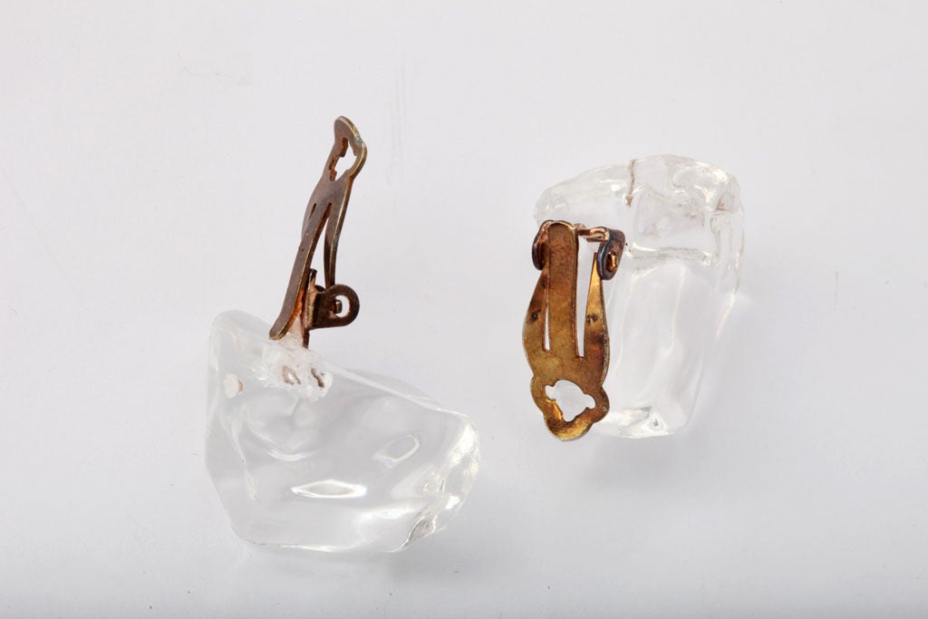 Lucite Ice Nugget Earrings In Excellent Condition In Stamford, CT