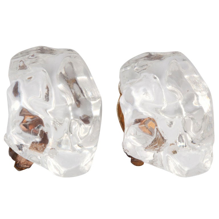 Lucite Ice Nugget Earrings