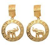 Large Goldtone Hoop/Elephant Earrings 4