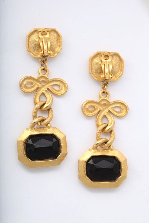 black stone drop earrings