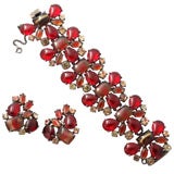 Schiaparelli Red Stone Bracelet and Earrings