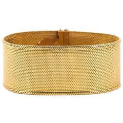 19th Century Wide Woven Gold Bracelet