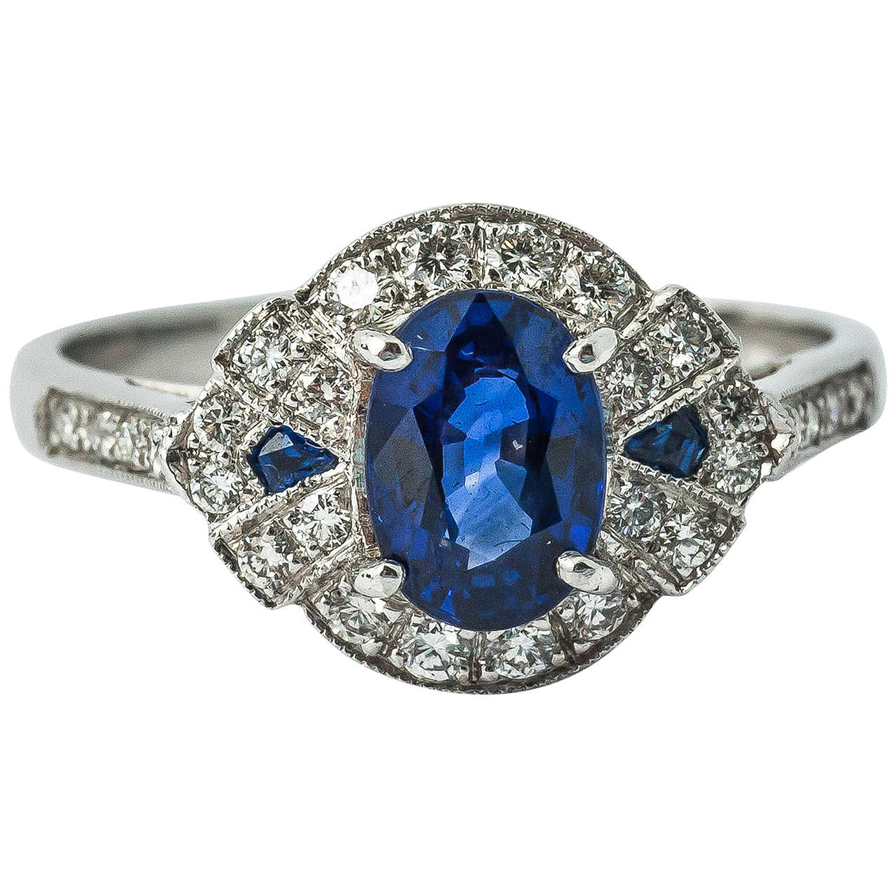 Sapphire Diamond Gold Cluster Ring