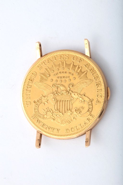 US $20 gold piece covered wrist watch For Sale 3