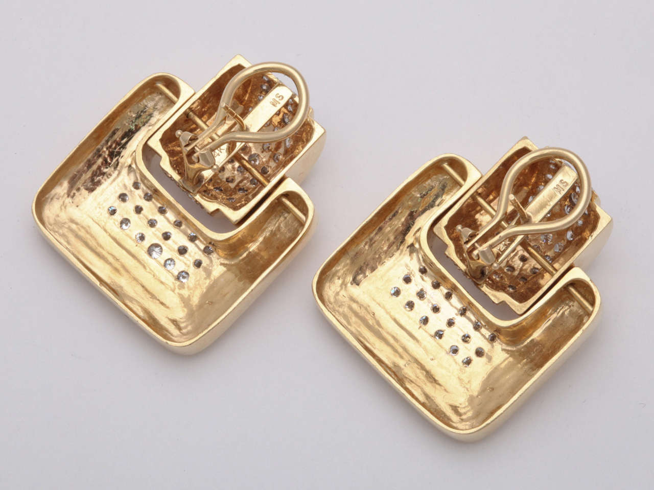 MS MS-Bücher  Türkis-Ohrringe aus Diamant und Gelbgold mit Diamanten im Zustand „Hervorragend“ im Angebot in New York, NY