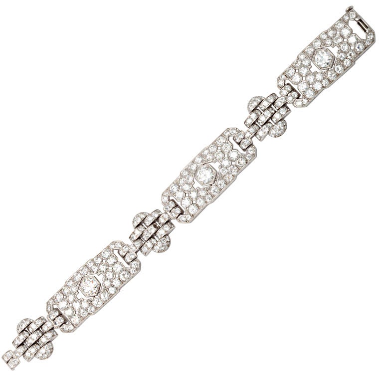 GHISO Important Art Deco  Diamond Bracelet For Sale