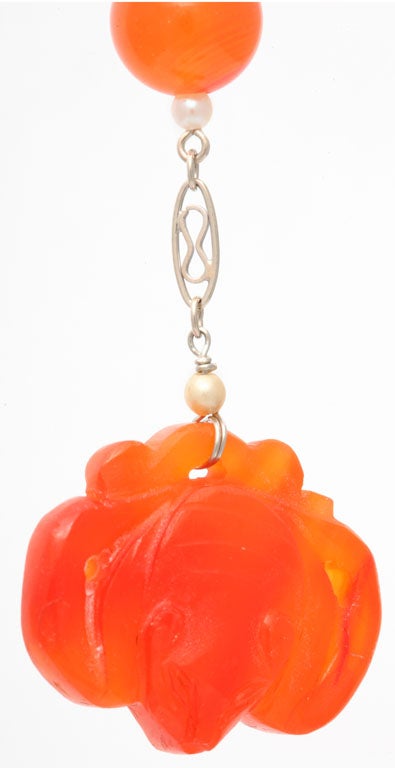 Women's 1920's  Natural Pearl  Carnelian Drop Earrings. For Sale