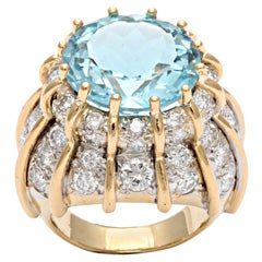 Over The Top Blue Topaz & Diamond Ring