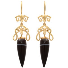 Aristocratic Victorian Banded Agate Earrings