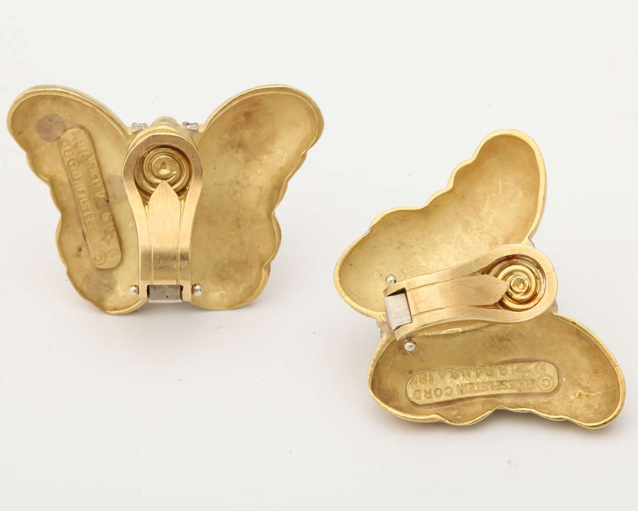 1980s Kieselstein-Cord Diamond Gold Butterfly Earclips 2