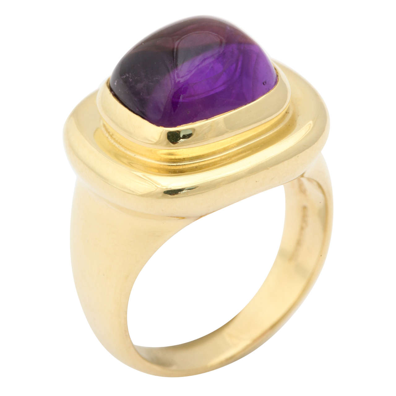 1980s Tiffany & Co. Paloma Picasso Chic Cabochon Bezel Set Amethyst Gold Ring