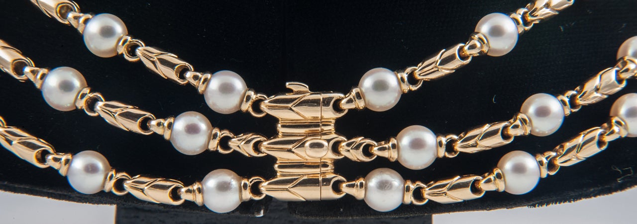 heavy gold and cultured pearl necklace 1