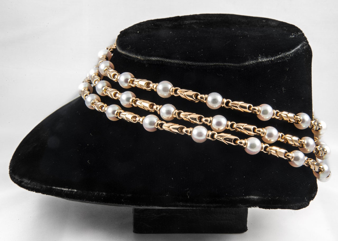 heavy gold and cultured pearl necklace 3
