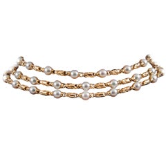 heavy gold and cultured pearl necklace