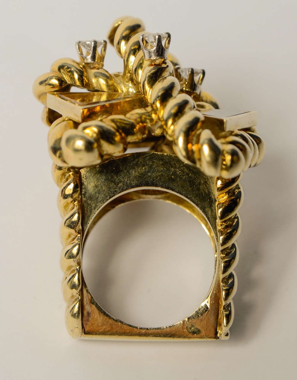 Tiger's Eye Diamond Gold Dress Ring For Sale 4