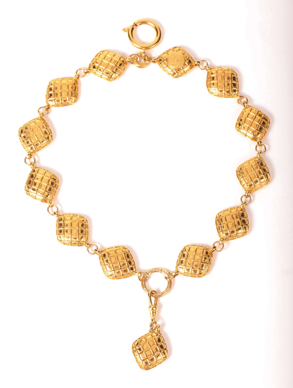 Chanel Double Strand Crystal & Quilted Bracelet 4