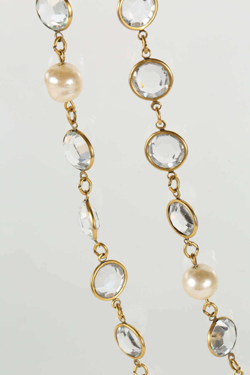 Women's Chanel Faceted Crystal and Pearl Sautoir